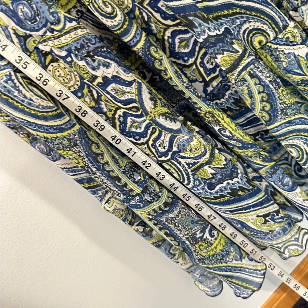 Evan Picone Paisley Print Tiered Skirt V Neck Lined Dress - Picture 8 of 10